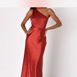 Lulu's One-Shoulder Scarlet Dress